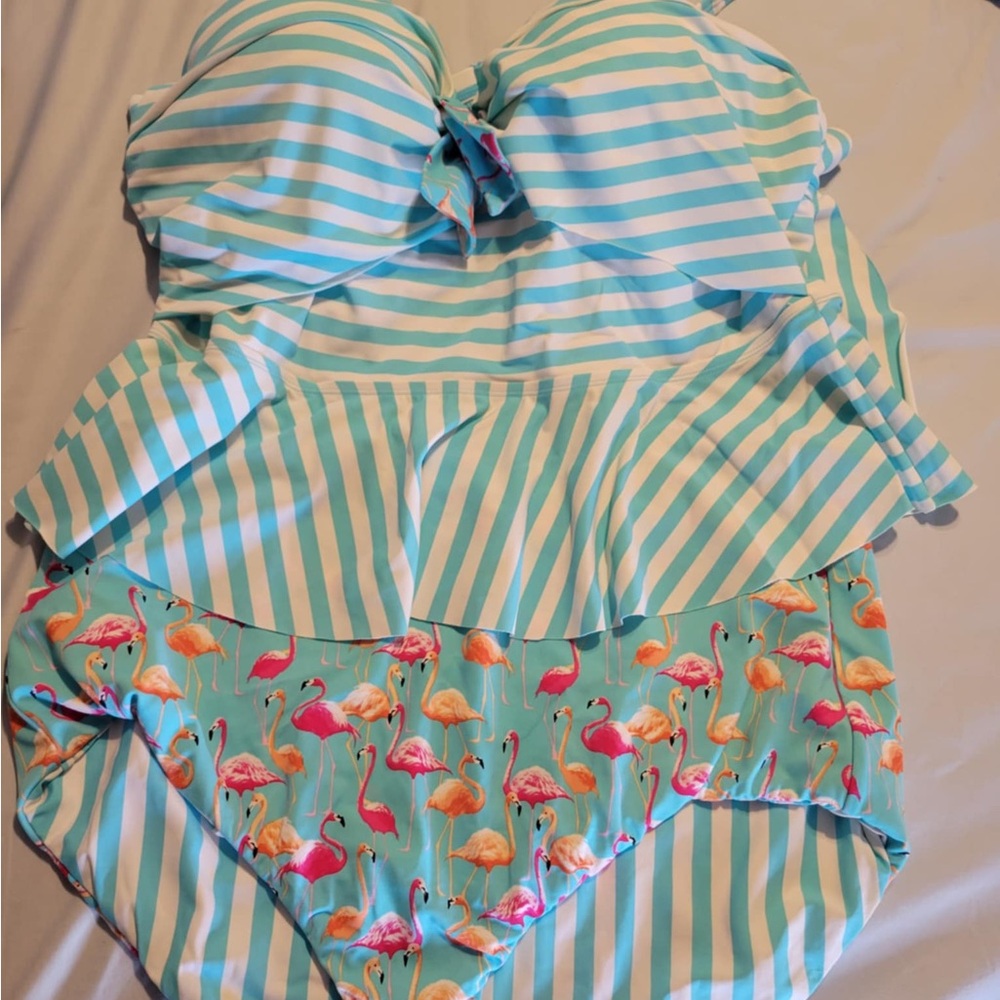 Striped Flamingo Swimsuit